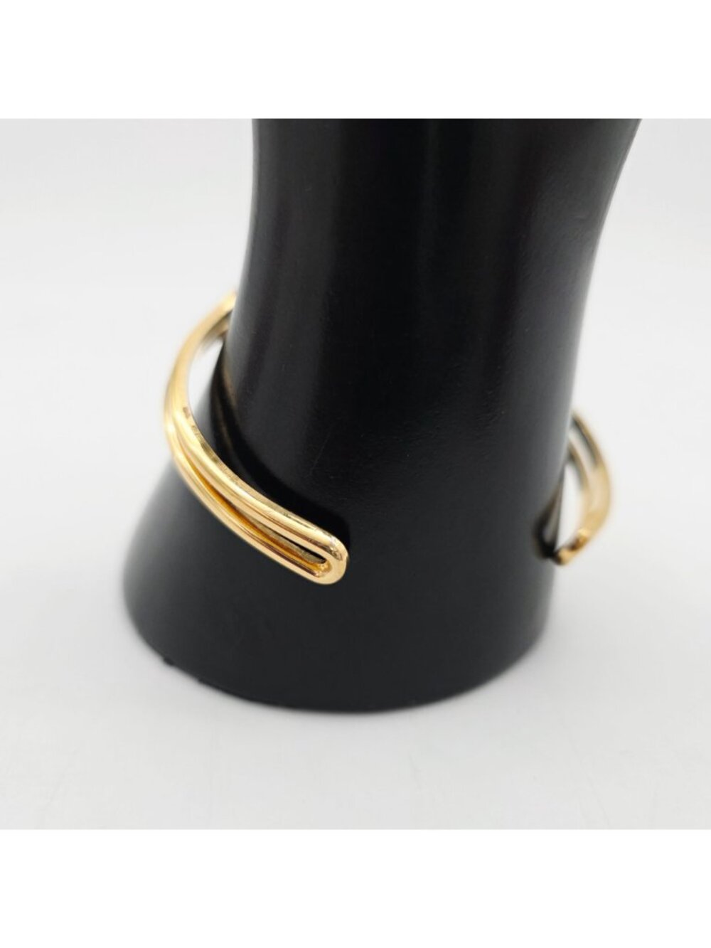 Gold-Tone Open Cuff Bracelet With Mint Green Enamel Wave Design - Picture 3 of 6